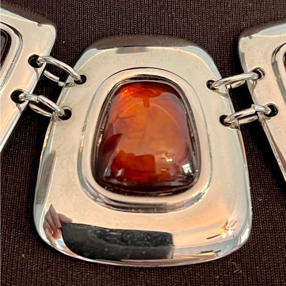 Lia Sophia Kiam Family Silver Tone Faux Amber Nacklace Big Chunky Up to 20" L - Picture 4 of 15